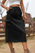 'Solana' Drawstring Waist Slit Denim Skirt - Celes Fashion